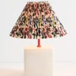 SOMMER PRINTED PLEATED EMPIRE SHADE CERAMIC TABLE LAMP WHITE