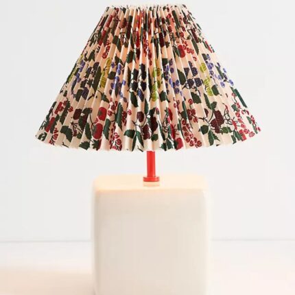 SOMMER PRINTED PLEATED EMPIRE SHADE CERAMIC TABLE LAMP WHITE