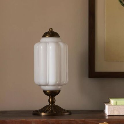 THE ELOISE SCALLOP MILK GLASS TABLE LAMP WHITE