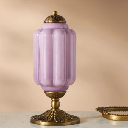 THE ELOISE SCALLOP MILK GLASS TABLE LAMP LAVENDER