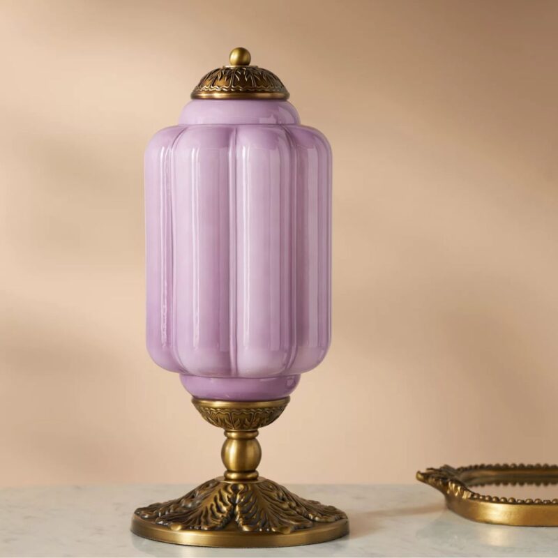 THE ELOISE SCALLOP MILK GLASS TABLE LAMP LAVENDER