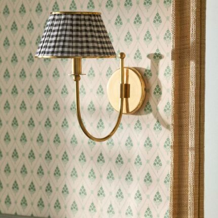 LEE RUCHED PRINTED SHADE BRASS SCONCE BLACK AND WHITE
