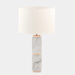 HUBLOT CARRARA MARBLE TABLE LAMP WITH ROSE GOLD DETAILING
