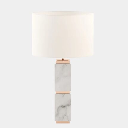 HUBLOT CARRARA MARBLE TABLE LAMP WITH ROSE GOLD DETAILING