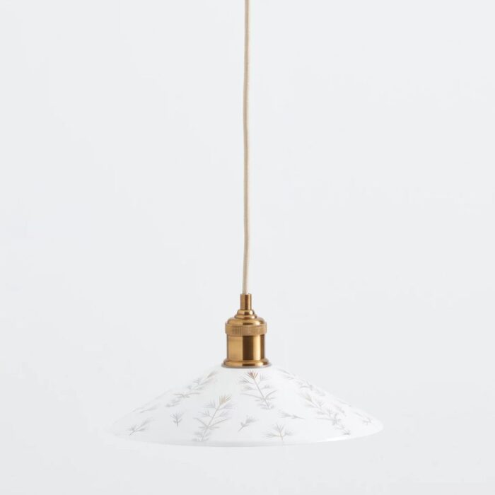 PAINTED LEAF GLASS PENDANT WHITE