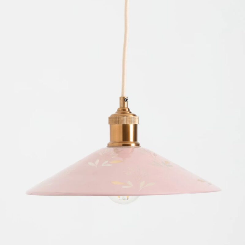PAINTED LEAF GLASS PENDANT PINK