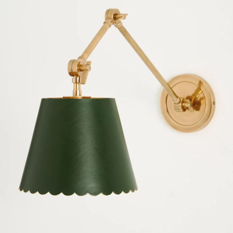 ROBERTA SCALLOPED LEATHER TASK SCONCE GREEN