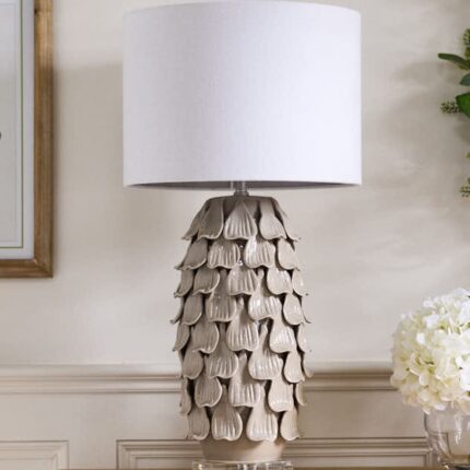 GREY CERAMIC PETAL LAMP