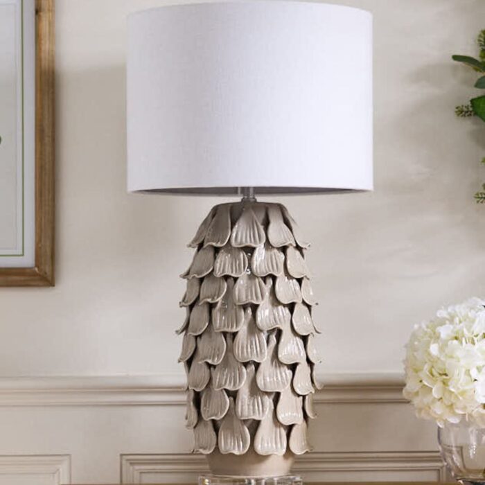GREY CERAMIC PETAL LAMP