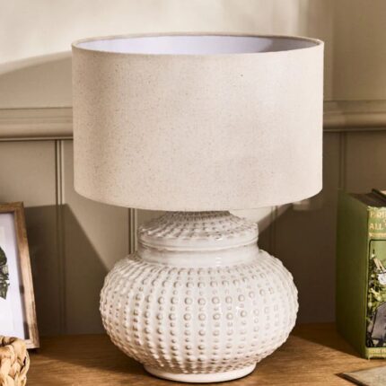 WHITE CERAMIC DIMPLED TABLE LAMP