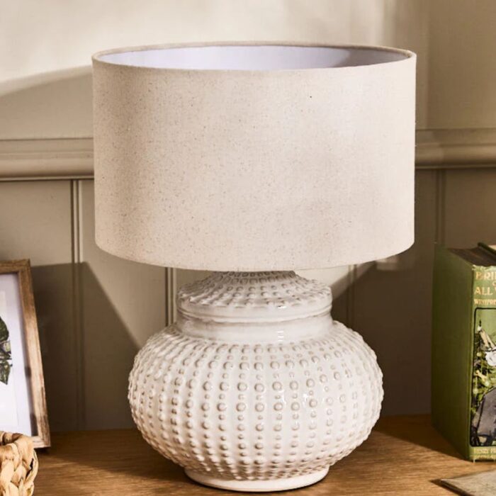 WHITE CERAMIC DIMPLED TABLE LAMP