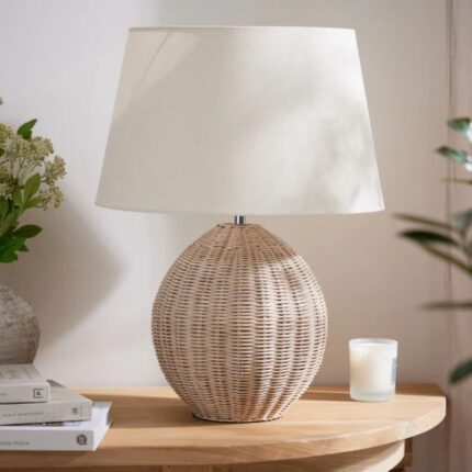 LARGE FAIRPORT RATTAN TABLE LAMP