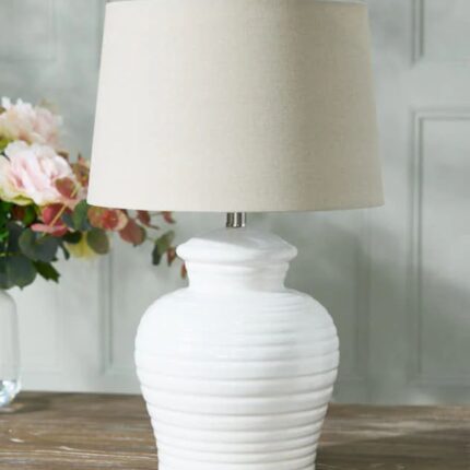 GLAZED WHITE POT LAMP