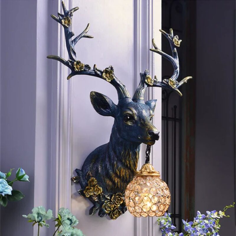 AFRALIA ANTLER WALL LAMP DEER HEAD