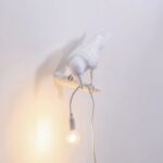 ITALIAN WHITE RAVEN BIRD WALL LAMP