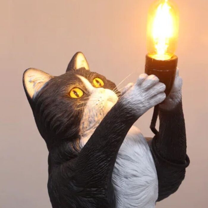 TRINX MAINE COON CAT LIGHT TABLE TOP LAMP STATUE BLACK