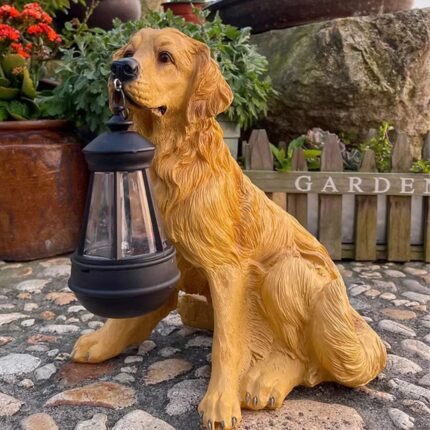 SOLAR DOG LIGHTS OUTDOOR WATERPROOF GARDEN DECOR SOLAR-POWERED LAWN LAMP