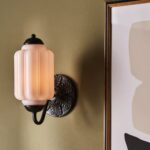 THE ELOISE SCALLOP MILK GLASS SCONCE WALL LIGHT BLACK AND WHITE