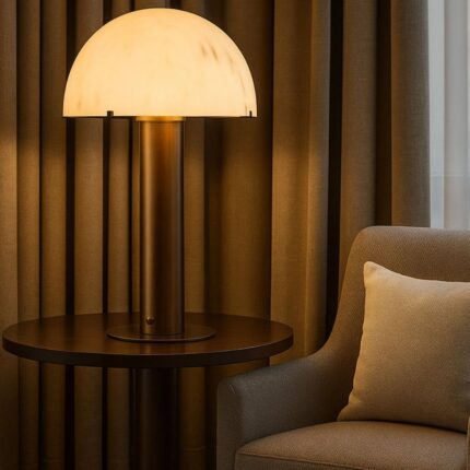 ASTON TABLE LAMP ALABASTER AND ANTIQUE BRASS