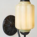 THE ELOISE SCALLOP MILK GLASS SCONCE WALL LIGHT GREEN AND BLACK