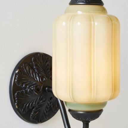 THE ELOISE SCALLOP MILK GLASS SCONCE WALL LIGHT GREEN AND BLACK