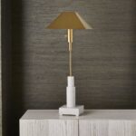 BLACK LABEL TELESCOPE BUFFET LAMP WHITE MARBLE AND BRASS