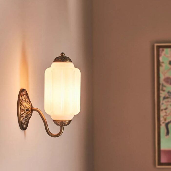 THE ELOISE SCALLOP MILK GLASS SCONCE WALL LIGHT WHITE