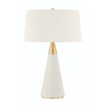 JEN 1 LIGHT TABLE LAMP AGED BRASS AND CREAM LINEN