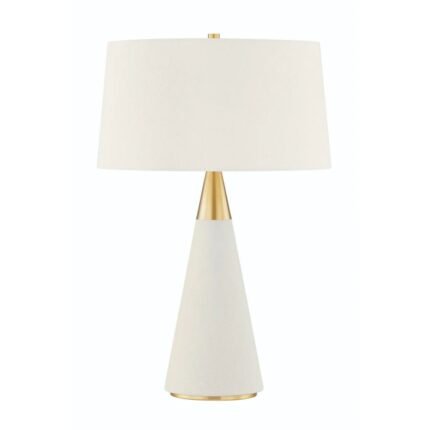 JEN 1 LIGHT TABLE LAMP AGED BRASS AND CREAM LINEN