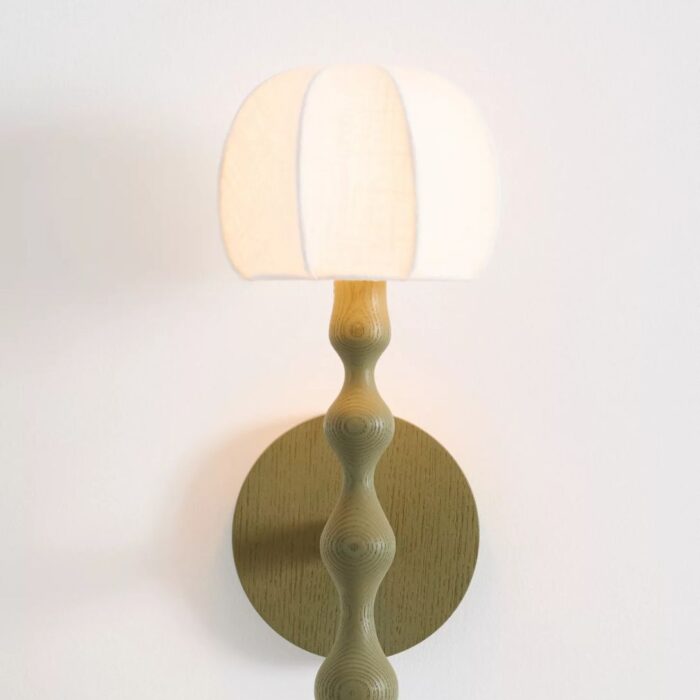 LALA REIMAGINED WOOD SHADED SCONCE GREEN