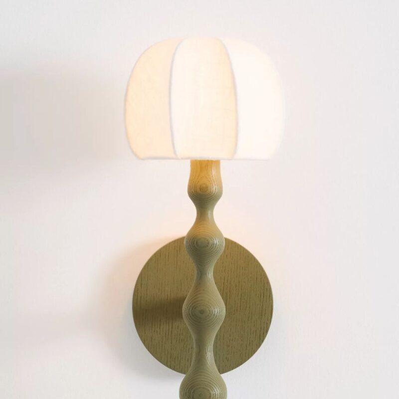 LALA REIMAGINED WOOD SHADED SCONCE GREEN