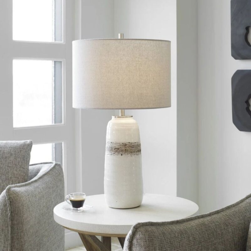COMANCHE CRACKLE TABLE LAMP WHITE