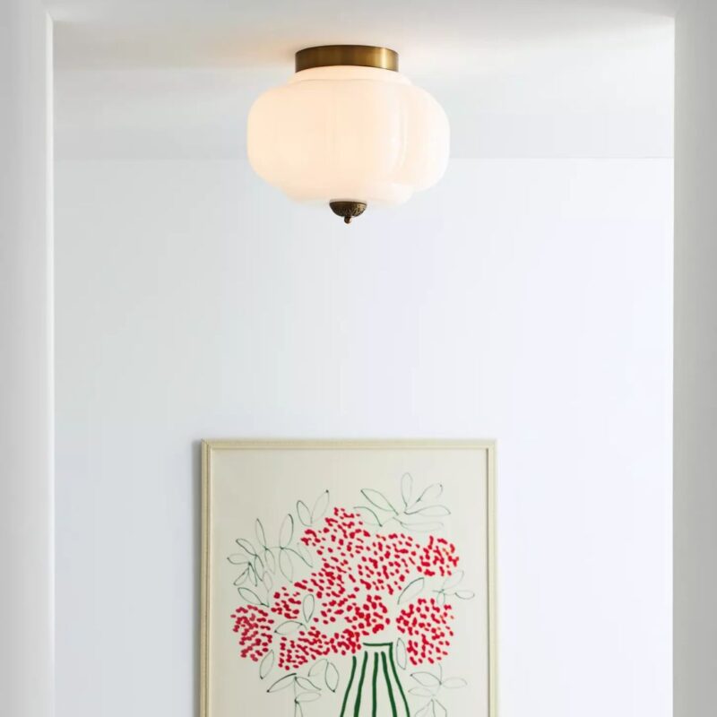 THE ELOISE SCALLOP MILK GLASS FLUSH MOUNT CEILING LIGHT WHITE