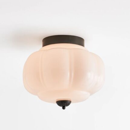 THE ELOISE SCALLOP MILK GLASS FLUSH MOUNT CEILING LIGHT WHITE BLACK