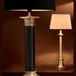 COLOGNE SMALL TABLE LAMP AND SHADE ANTIQUE BRASS