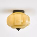 THE ELOISE SCALLOP MILK GLASS FLUSH MOUNT CEILING LIGHT GREEN BLACK