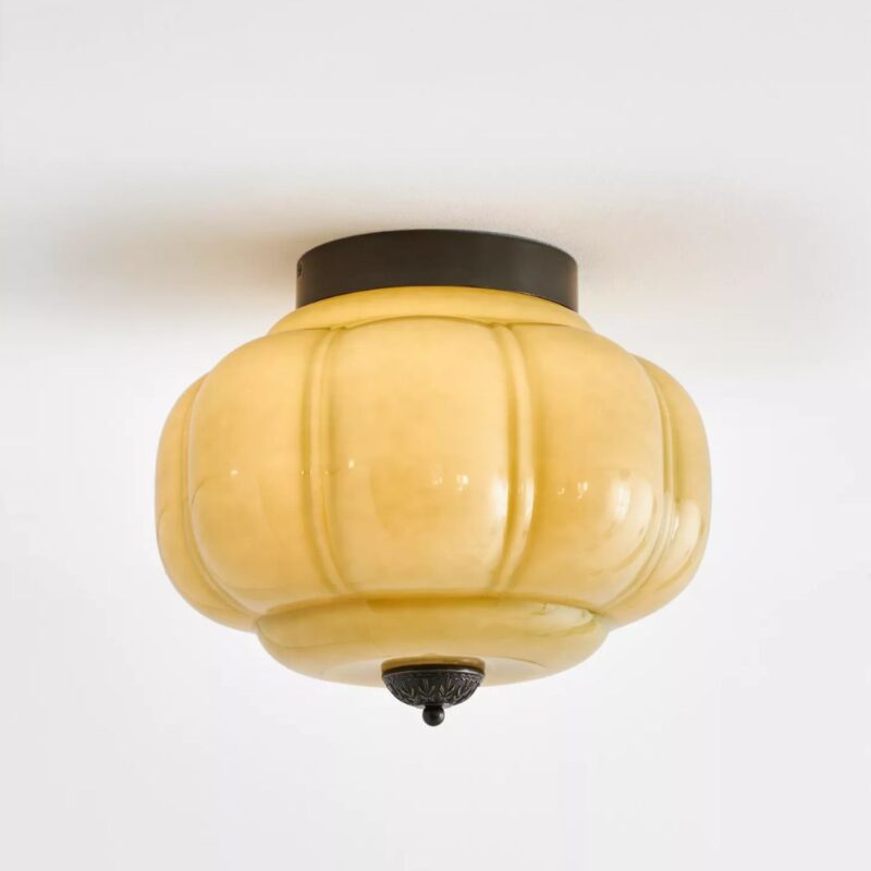 THE ELOISE SCALLOP MILK GLASS FLUSH MOUNT CEILING LIGHT GREEN BLACK