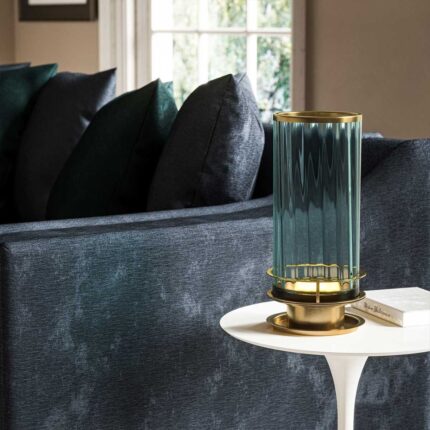 ARNO TABLE LAMP GREEN AGED BRASS