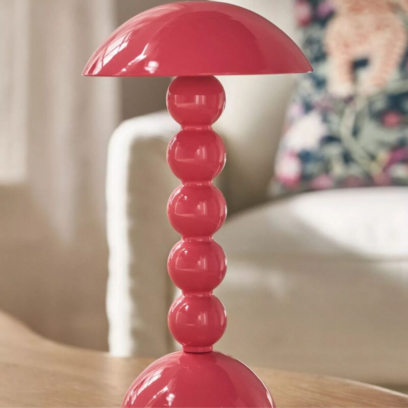 BOBBIN LED CORDLESS RECHARGEABLE TABLE LAMP PINK