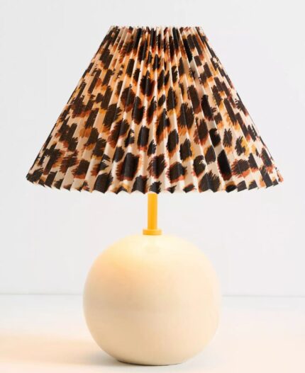 SOMMER PRINTED PLEATED EMPIRE SHADE CERAMIC TABLE LAMP BROWN