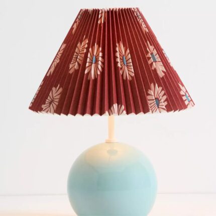 SOMMER PRINTED PLEATED EMPIRE SHADE CERAMIC TABLE LAMP BLUE