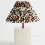 SOMMER PRINTED PLEATED EMPIRE SHADE CERAMIC TABLE LAMP WHITE
