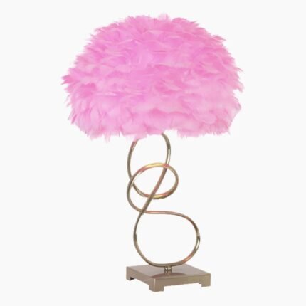 FEATHER TABLE LAMP NORDIC STYLE SPIRAL ROSE RED