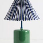 THE ELOISE SCALLOP MILK GLASS TABLE LAMP GREEN BLACK