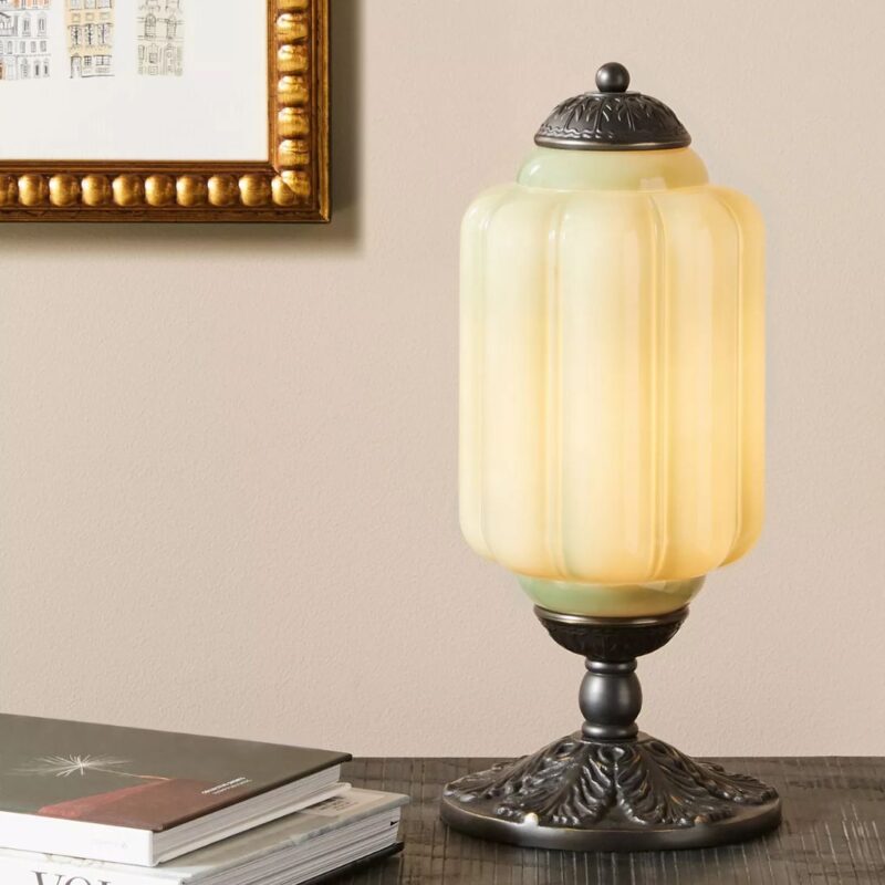 THE ELOISE SCALLOP MILK GLASS TABLE LAMP GREEN