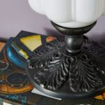 THE ELOISE SCALLOP MILK GLASS TABLE LAMP WHITE BLACK