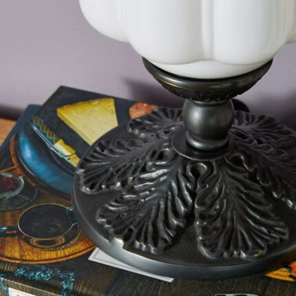 THE ELOISE SCALLOP MILK GLASS TABLE LAMP WHITE BLACK