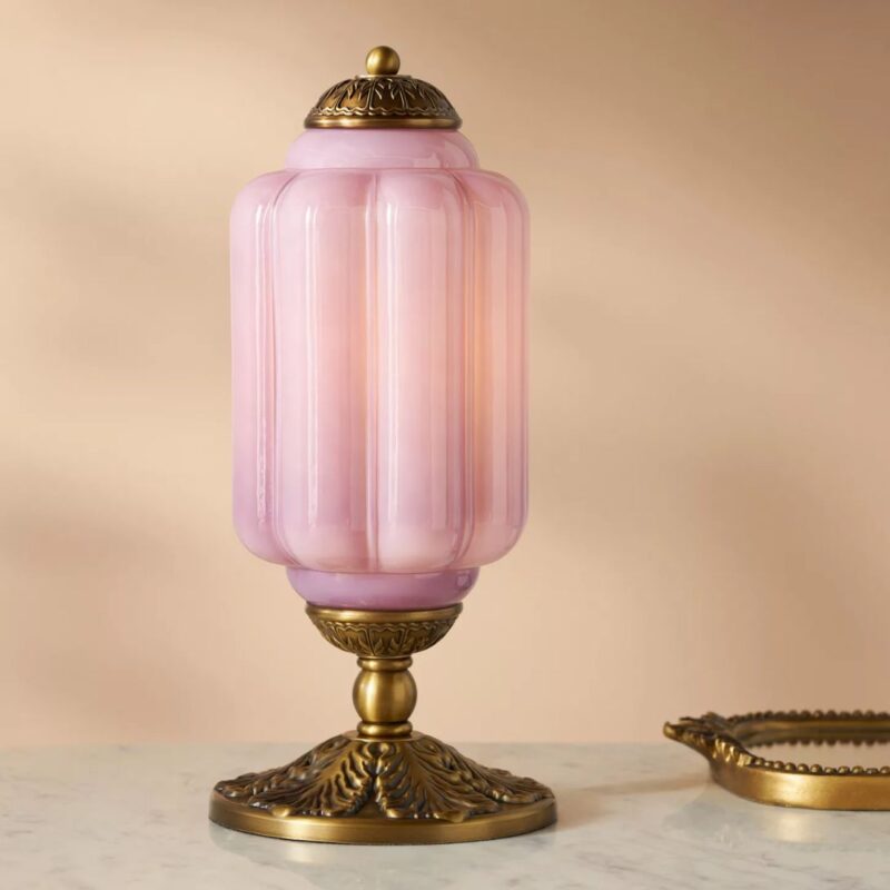 THE ELOISE SCALLOP MILK GLASS TABLE LAMP LAVENDER