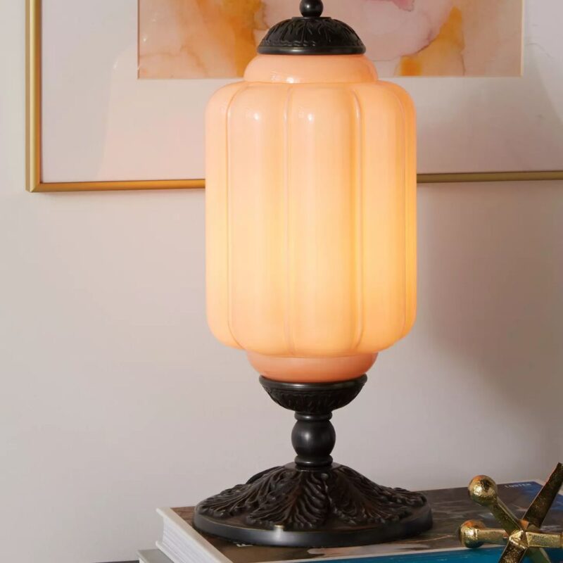 THE ELOISE SCALLOP MILK GLASS TABLE LAMP PINK