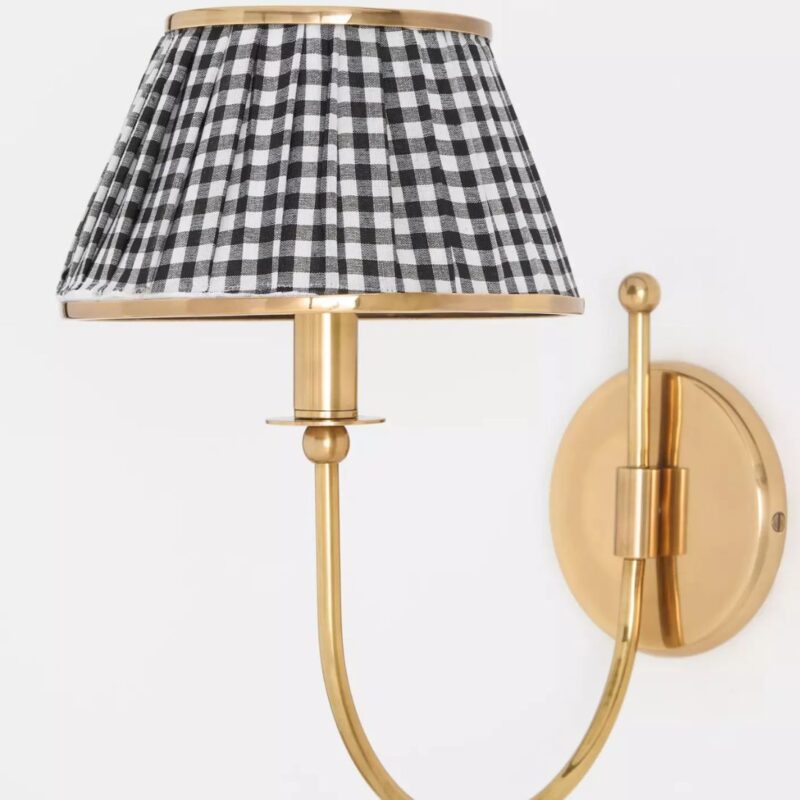 LEE RUCHED PRINTED SHADE BRASS SCONCE BLACK AND WHITE